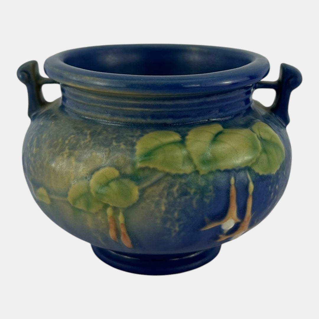 Roseville Fuchsia Blue 1938 Vintage Art Pottery Ceramic Jardiniere Planter 645-3 - Just Art Pottery