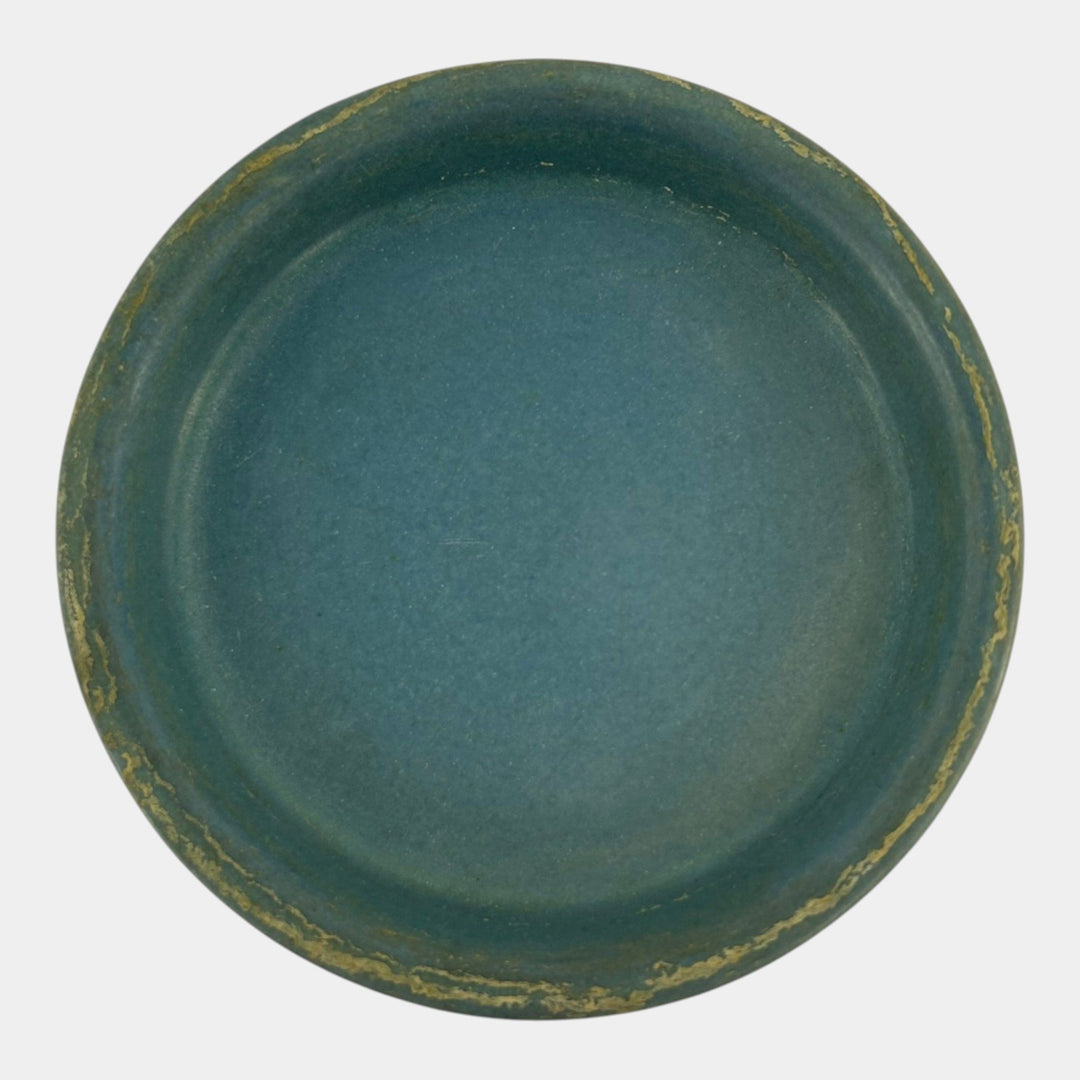 Roseville Cosmos Blue 1940 Vintage Art Pottery Ceramic Flower Pot Saucer 650-5 - Just Art Pottery