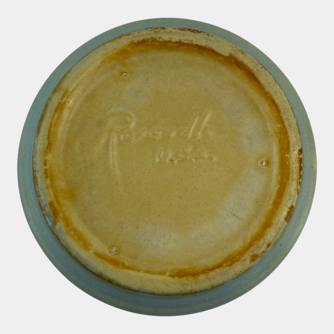 Roseville Cosmos Blue 1940 Vintage Art Pottery Ceramic Flower Pot Saucer 650-5 - Just Art Pottery