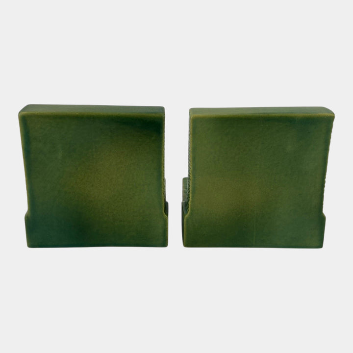 Roseville Bushberry Green 1941 Vintage Art Pottery Ceramic Bookends 9 - Just Art Pottery