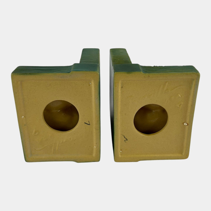 Roseville Bushberry Green 1941 Vintage Art Pottery Ceramic Bookends 9 - Just Art Pottery