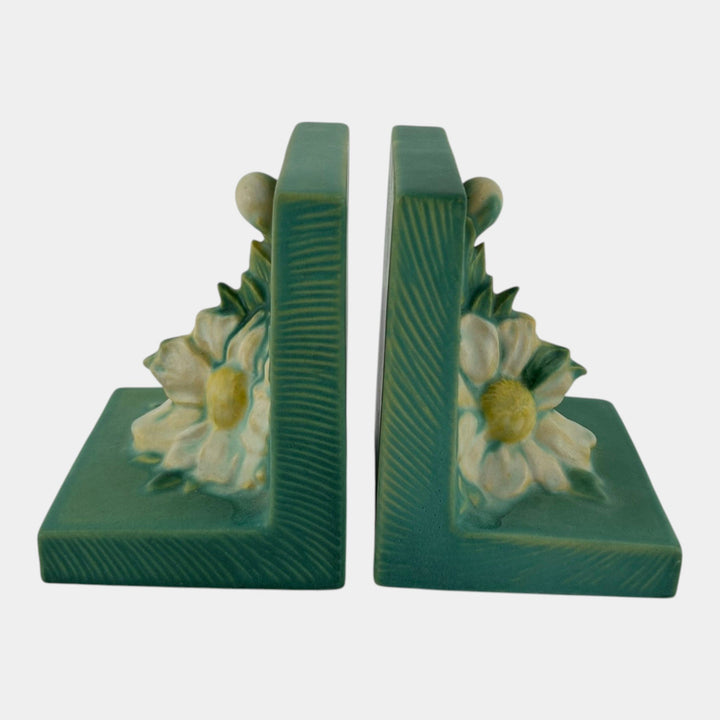 Roseville Peony Yellow 1942 Mid Century Modern Art Pottery Ceramic Bookends 11 - Just Art Pottery
