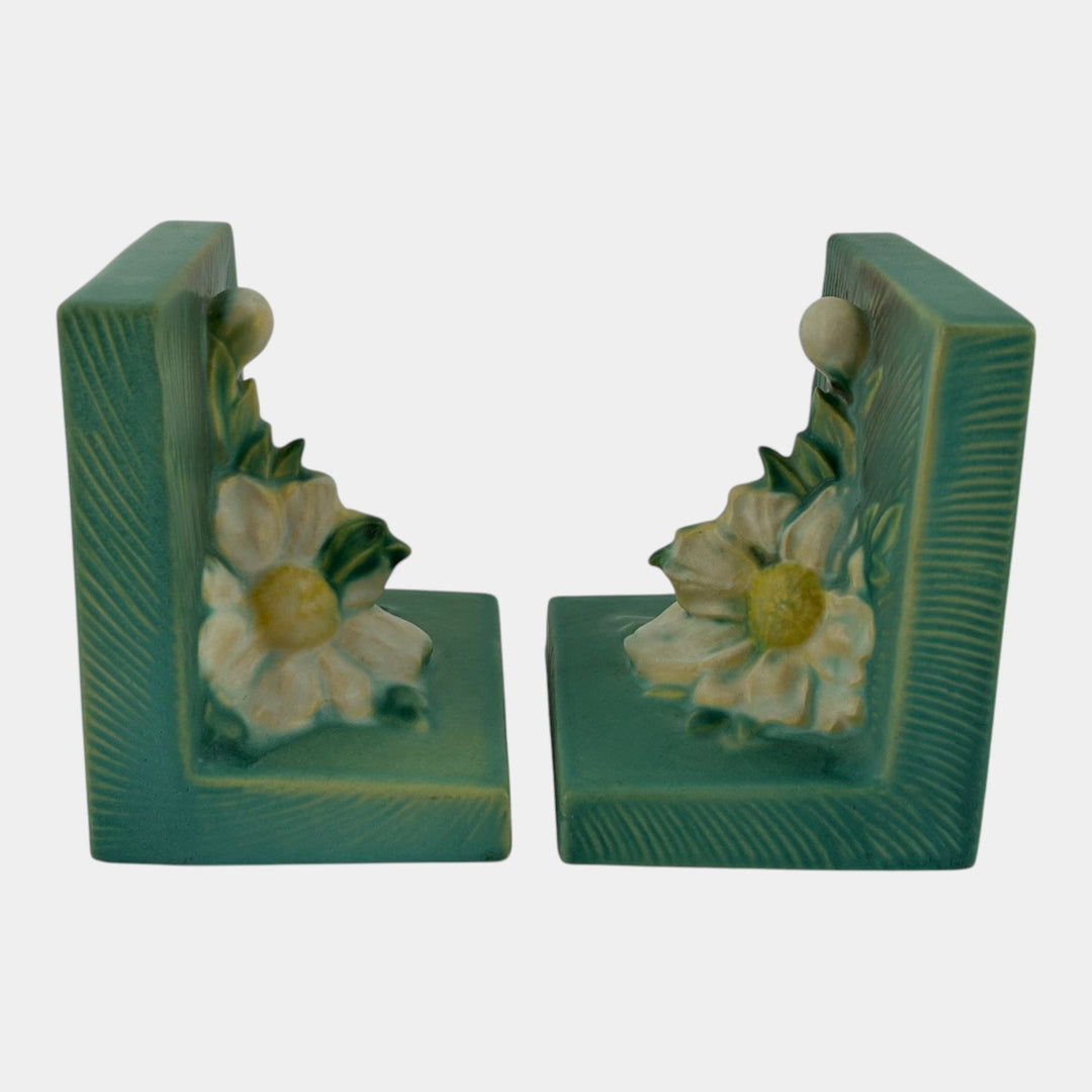 Roseville Peony Yellow 1942 Mid Century Modern Art Pottery Ceramic Bookends 11 - Just Art Pottery