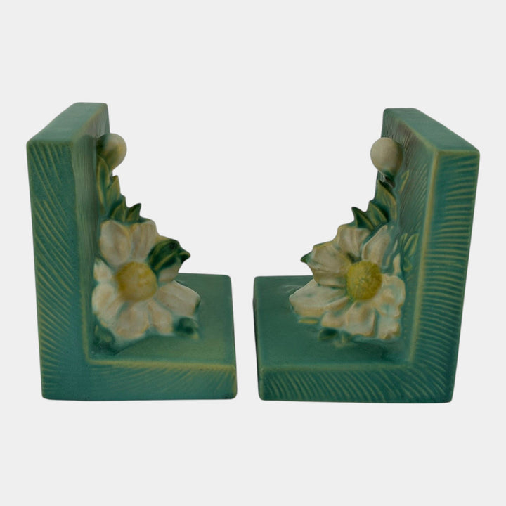 Roseville Peony Yellow 1942 Mid Century Modern Art Pottery Ceramic Bookends 11 - Just Art Pottery