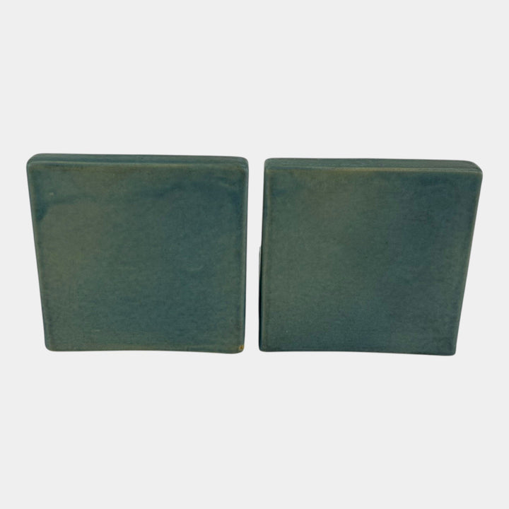 Roseville Magnolia Blue 1928 Vintage Art Pottery Ceramic Bookends 13 - Just Art Pottery