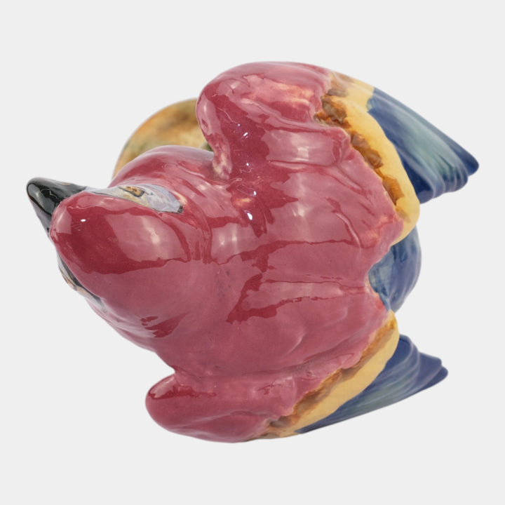 Weller Brighton 1915 Vintage Art Pottery Large Red Blue Parrot Statue Figurine - Just Art Pottery