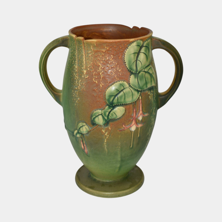 Roseville Fuchsia Green 1938 Vintage Art Pottery Ceramic Flower Vase 901-10 - Just Art Pottery