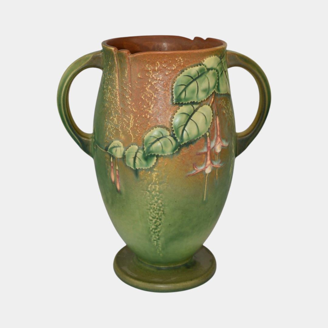 Roseville Fuchsia Green 1938 Vintage Art Pottery Ceramic Flower Vase 901-10 - Just Art Pottery