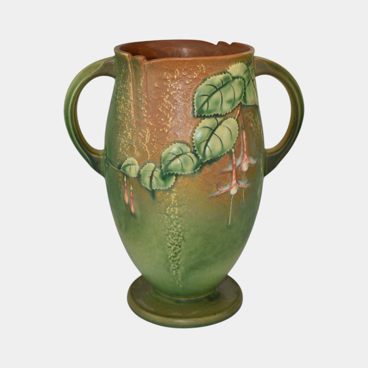 Roseville Fuchsia Green 1938 Vintage Art Pottery Ceramic Flower Vase 901-10 - Just Art Pottery