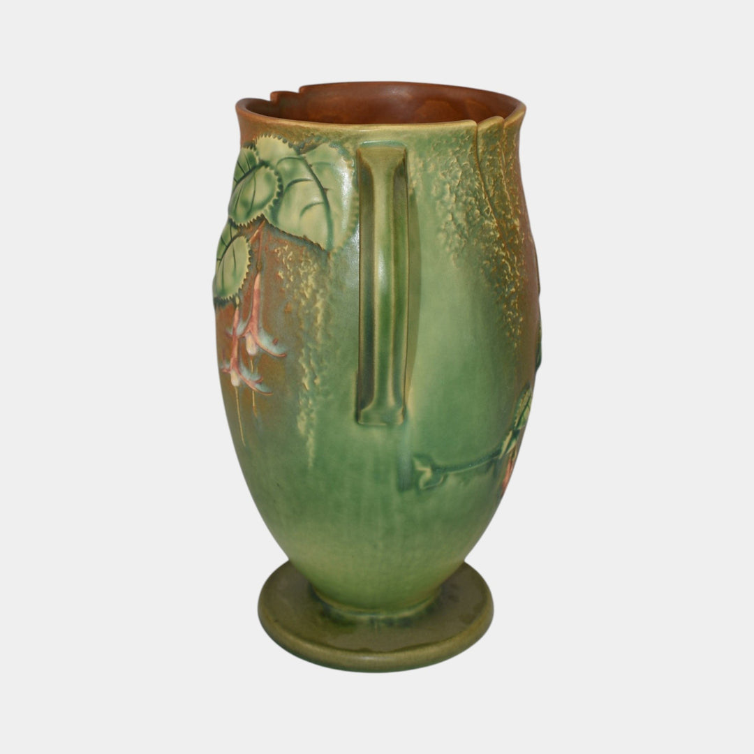 Roseville Fuchsia Green 1938 Vintage Art Pottery Ceramic Flower Vase 901-10 - Just Art Pottery