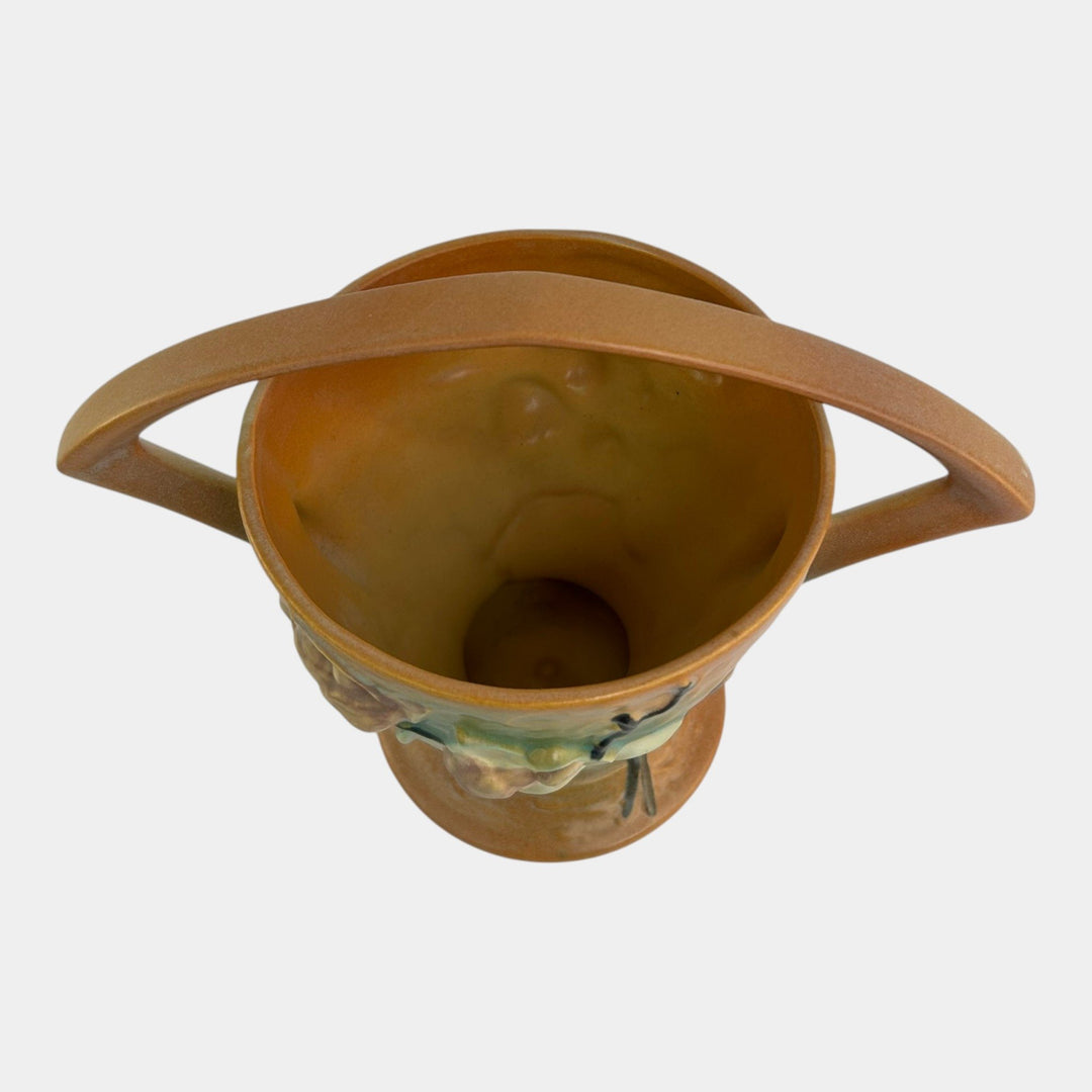 Roseville Magnolia Brown Mid Century Modern Pottery Ceramic Basket 384-8