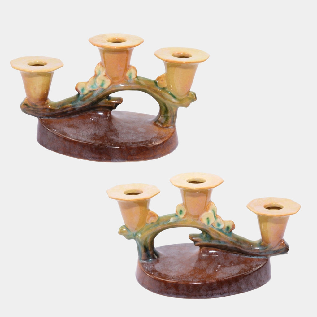 Roseville Wincraft Orange 1948 Mid Century Modern Ceramic Candle
