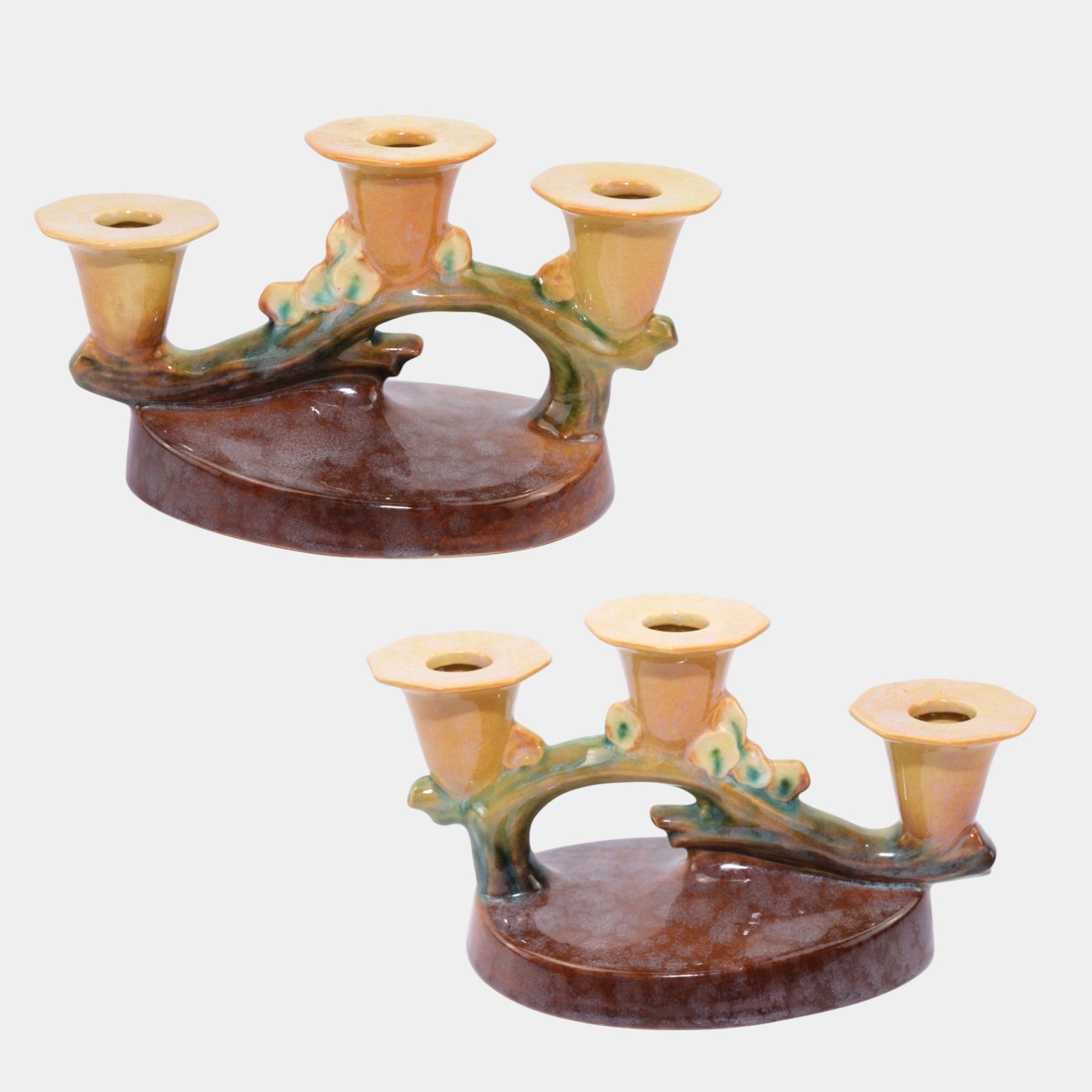 Roseville Wincraft Orange 1948 Mid Century Modern Ceramic Candle