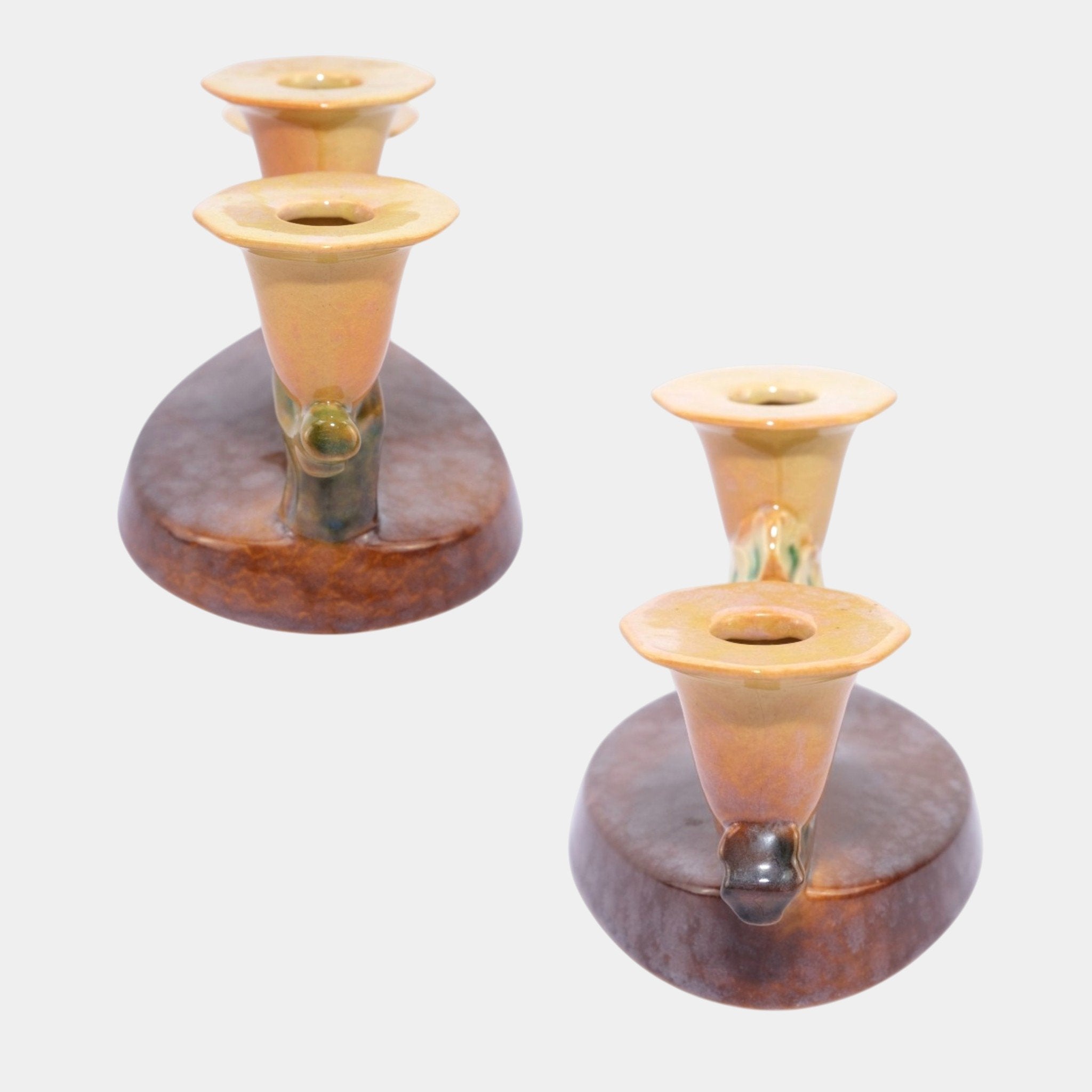 Roseville Wincraft Orange 1948 Mid Century Modern Ceramic Candle