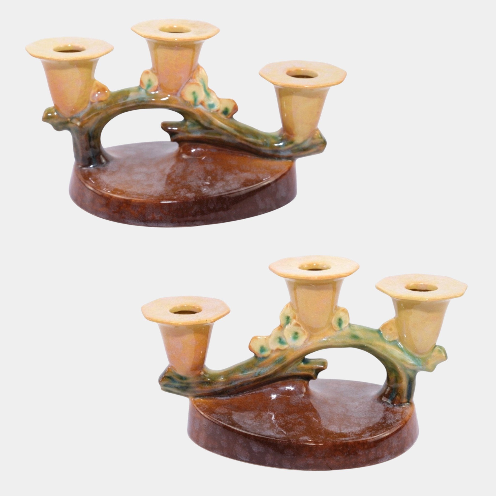 Roseville Wincraft Orange 1948 Mid Century Modern Ceramic Candle