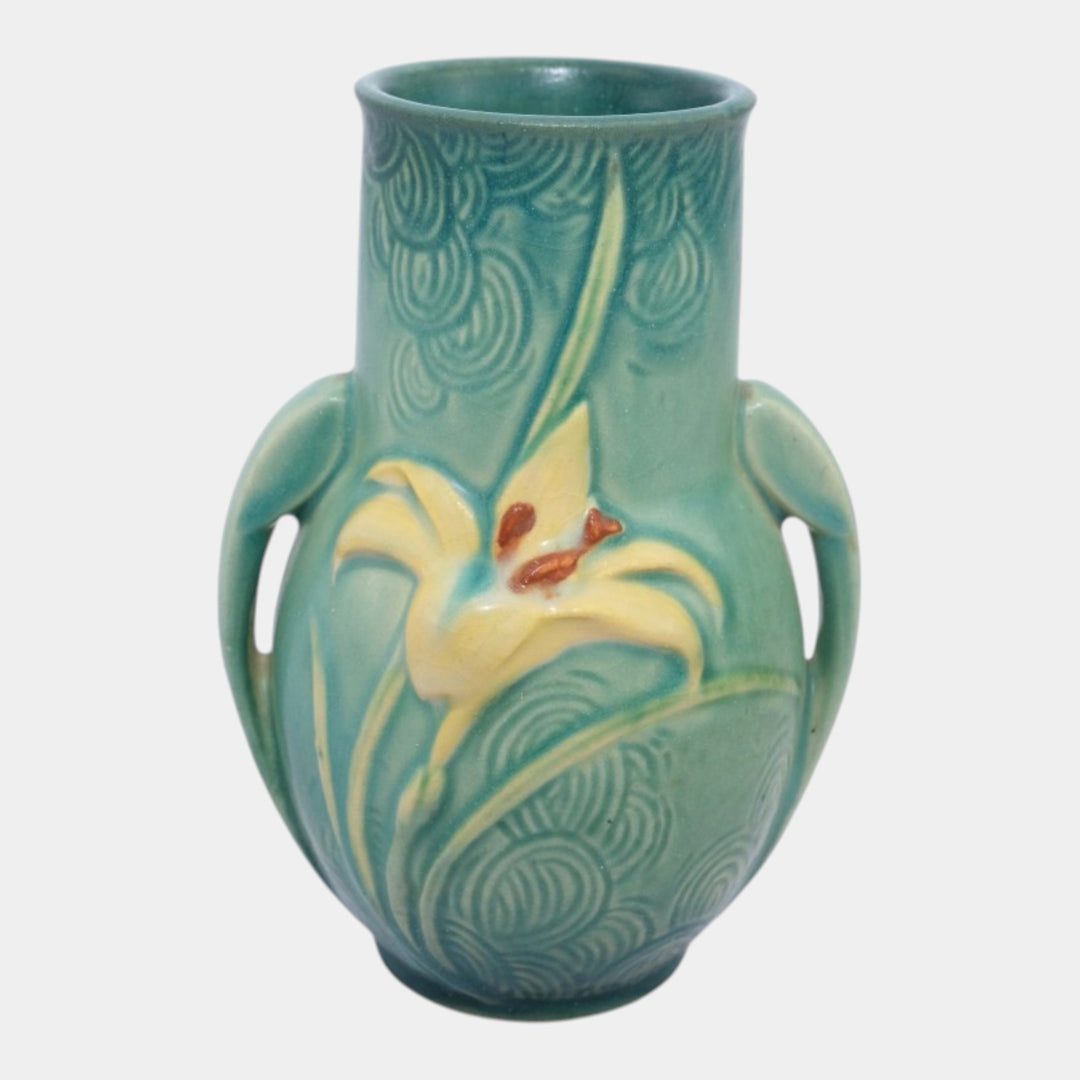 Roseville Zephyr Lily Green 1946 Mid Century Modern Pottery Ceramic Vase 130-6 - Just Art Pottery