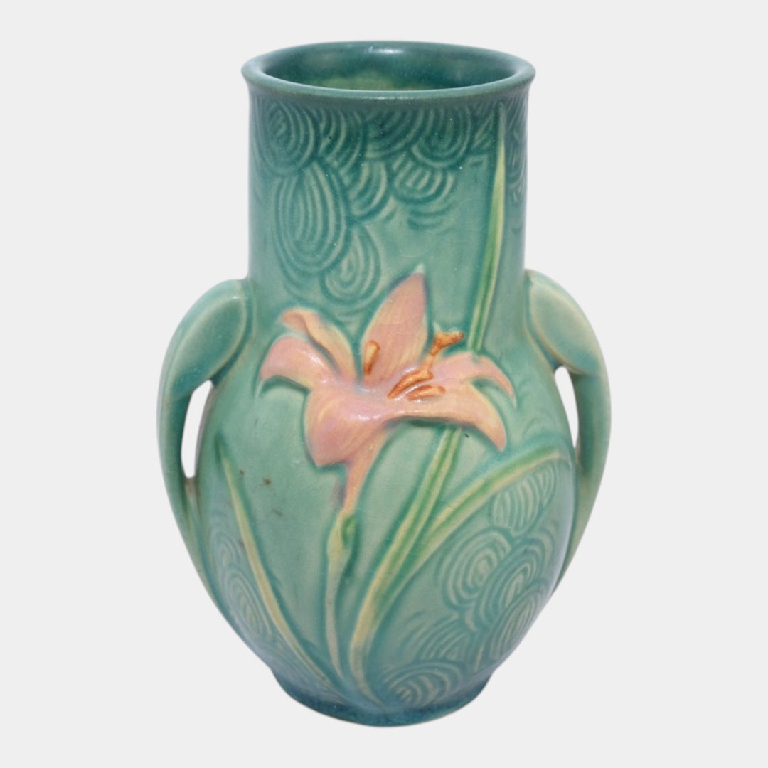 Roseville Zephyr Lily Green 1946 Mid Century Modern Pottery Ceramic Vase 130-6 - Just Art Pottery