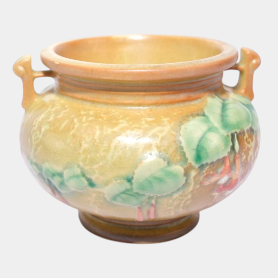 Roseville Fuchsia Brown 1938 Vintage Art Pottery Ceramic Jardiniere Planter 645-3 - Just Art Pottery