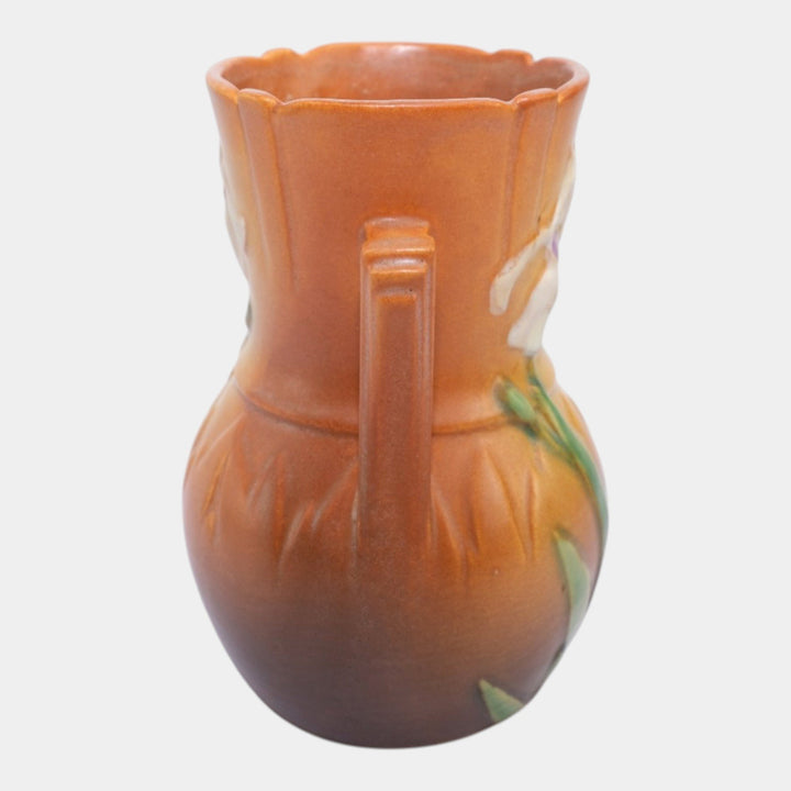 Roseville Iris Brown 1939 Vintage Art Deco Pottery Floral Ceramic Vase 917-6 - Just Art Pottery