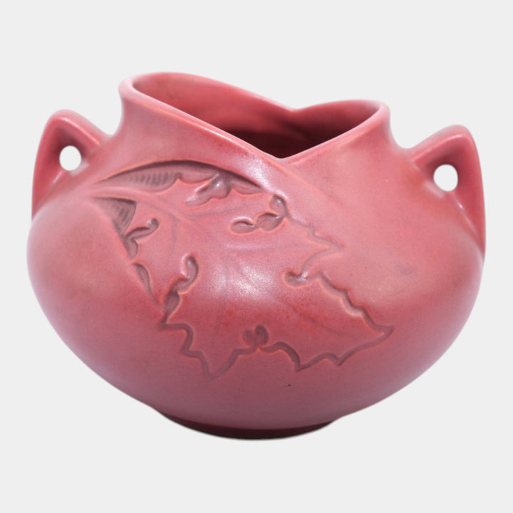 Roseville Silhouette Red 1950 Vintage Art Deco Pottery Ceramic Bowl Vase 741-4 - Just Art Pottery