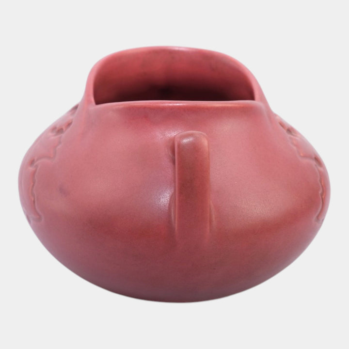 Roseville Silhouette Red 1950 Vintage Art Deco Pottery Ceramic Bowl Vase 741-4 - Just Art Pottery
