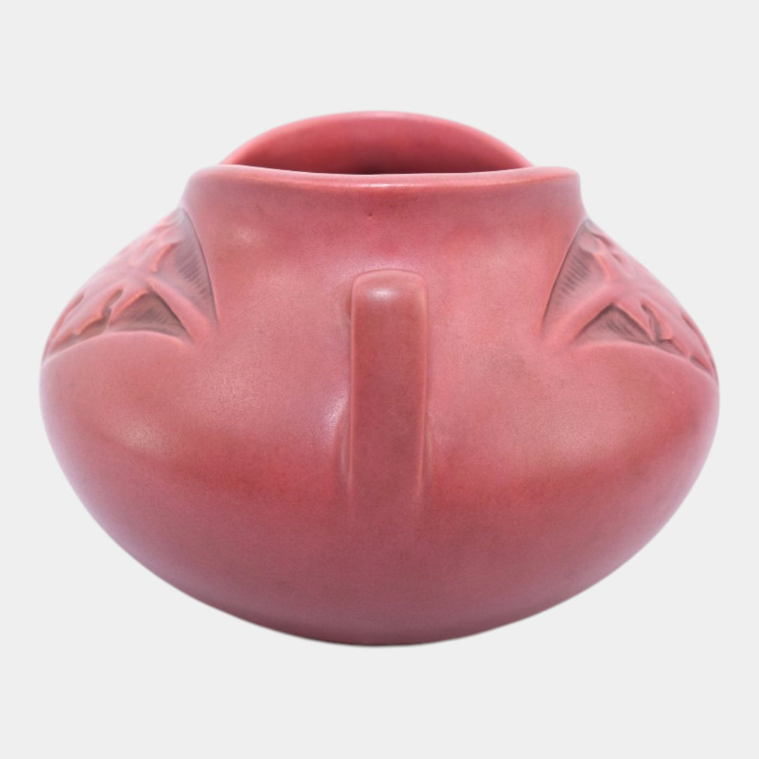 Roseville Silhouette Red 1950 Vintage Art Deco Pottery Ceramic Bowl Vase 741-4 - Just Art Pottery