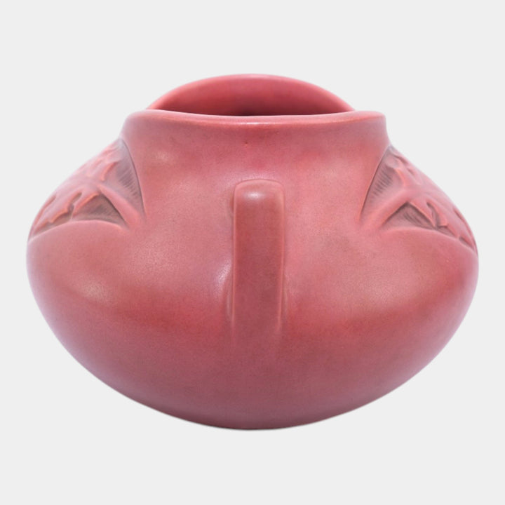 Roseville Silhouette Red 1950 Vintage Art Deco Pottery Ceramic Bowl Vase 741-4 - Just Art Pottery