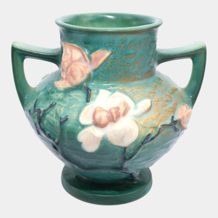 Roseville Magnolia Green 1943 Vintage Art Pottery Ceramic Flower Vase 180-6 - Just Art Pottery