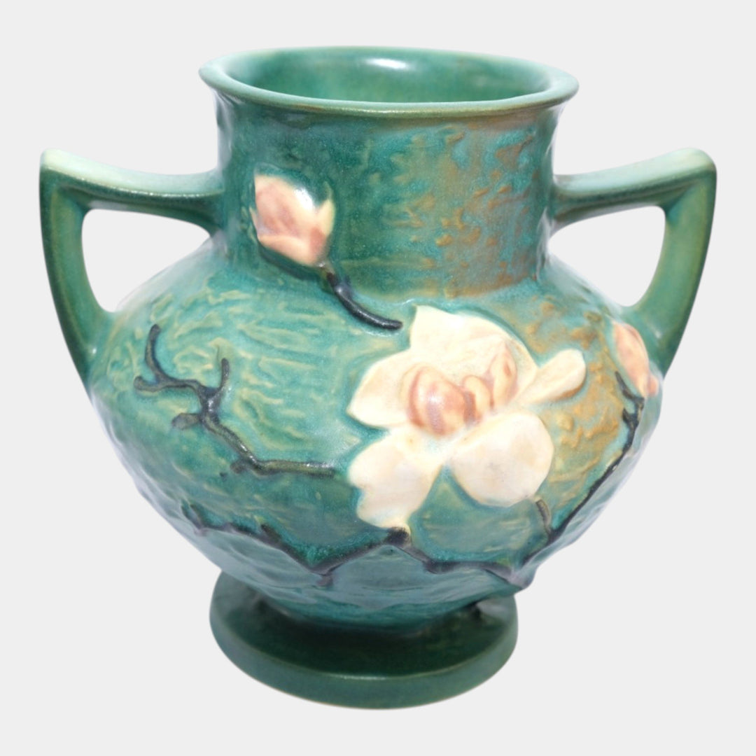 Roseville Magnolia Green 1943 Vintage Art Pottery Ceramic Flower Vase 180-6 - Just Art Pottery