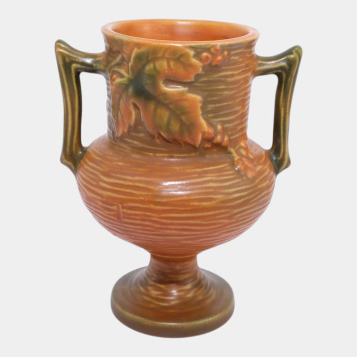 Roseville Bushberry Russet 1941 Mid Century Modern Pottery Ceramic Vase 156-6 - Just Art Pottery