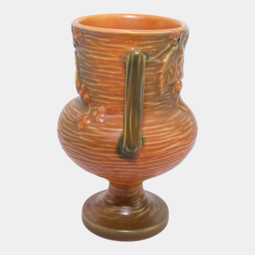 Roseville Bushberry Russet 1941 Mid Century Modern Pottery Ceramic Vase 156-6 - Just Art Pottery