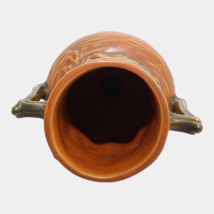Roseville Bushberry Russet 1941 Mid Century Modern Pottery Ceramic Vase 156-6 - Just Art Pottery