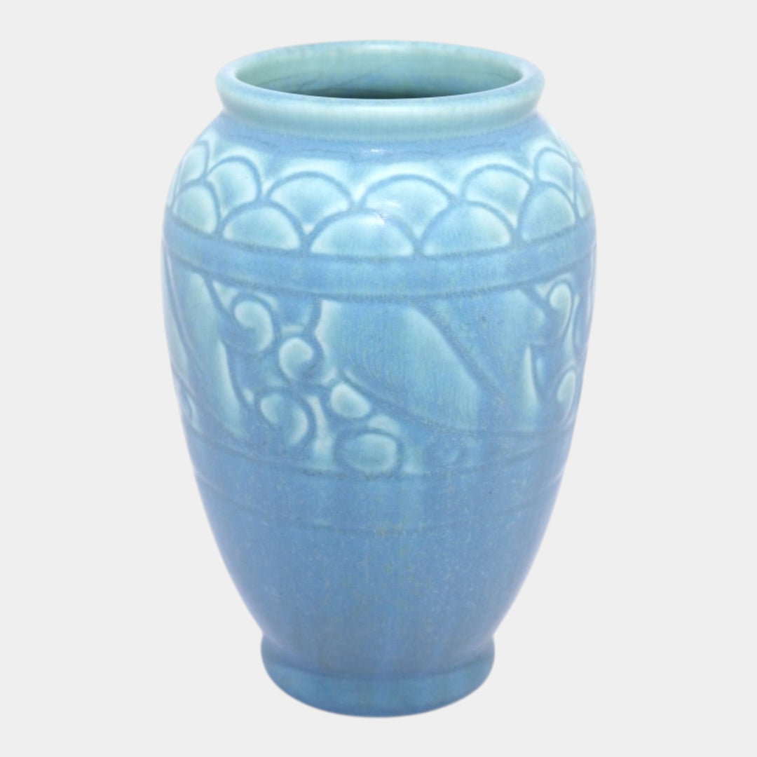 Rookwood 1937 Vintage Arts And Crafts Pottery Blue Ceramic Vase 2853 - Just Art Pottery