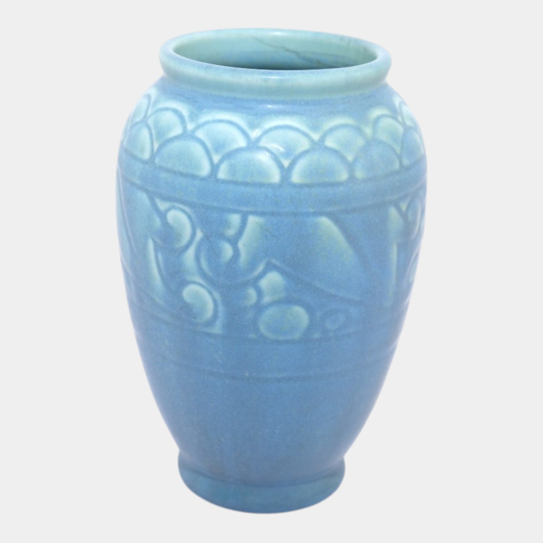 Rookwood 1937 Vintage Arts And Crafts Pottery Blue Ceramic Vase 2853 - Just Art Pottery