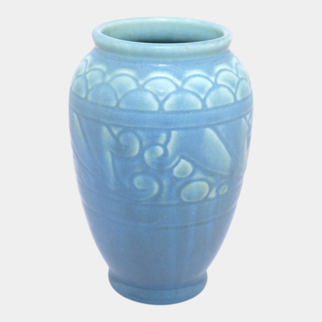 Rookwood 1937 Vintage Arts And Crafts Pottery Blue Ceramic Vase 2853 - Just Art Pottery