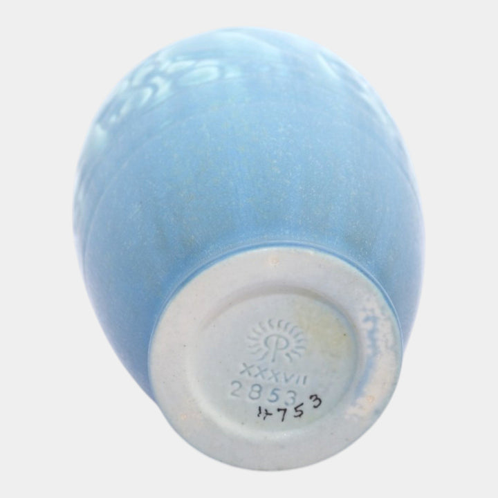 Rookwood 1937 Vintage Arts And Crafts Pottery Blue Ceramic Vase 2853 - Just Art Pottery
