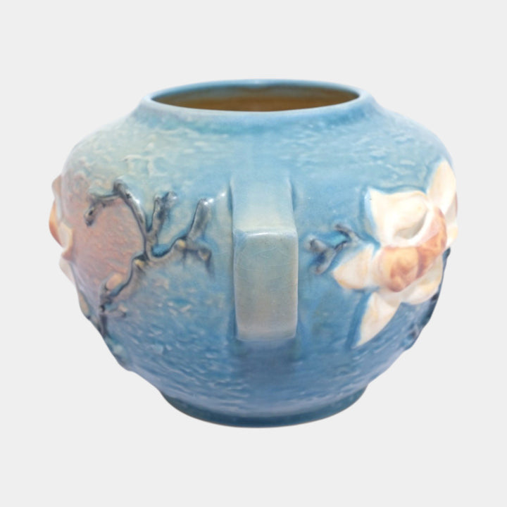 Roseville Magnolia Blue 1943 Mid Century Modern Ceramic Vase 446-6 - Just Art Pottery