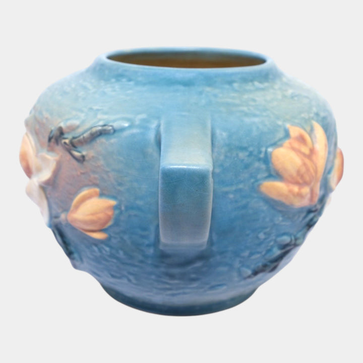 Roseville Magnolia Blue 1943 Mid Century Modern Ceramic Vase 446-6 - Just Art Pottery