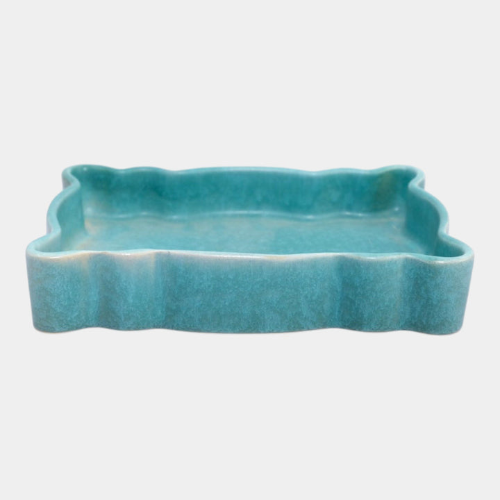 Roseville Rozane Patterns Blue 1941 Vintage Art Pottery Ceramic Tray 407-6 - Just Art Pottery