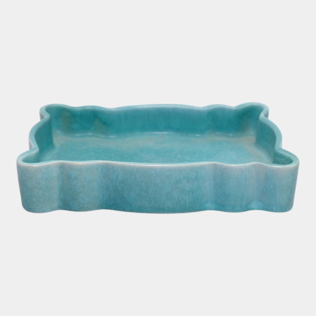 Roseville Rozane Patterns Blue 1941 Vintage Art Pottery Ceramic Tray 407-6 - Just Art Pottery