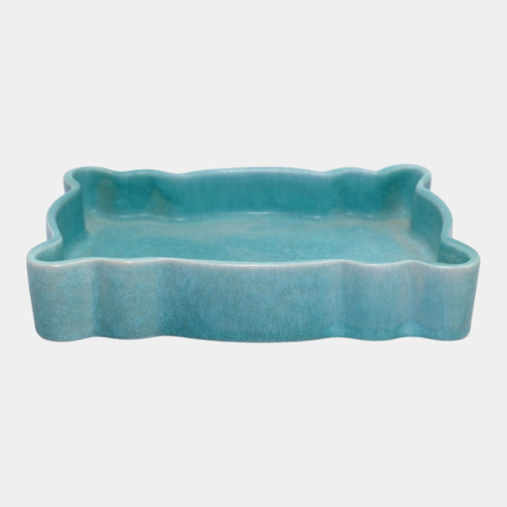 Roseville Rozane Patterns Blue 1941 Vintage Art Pottery Ceramic Tray 407-6 - Just Art Pottery
