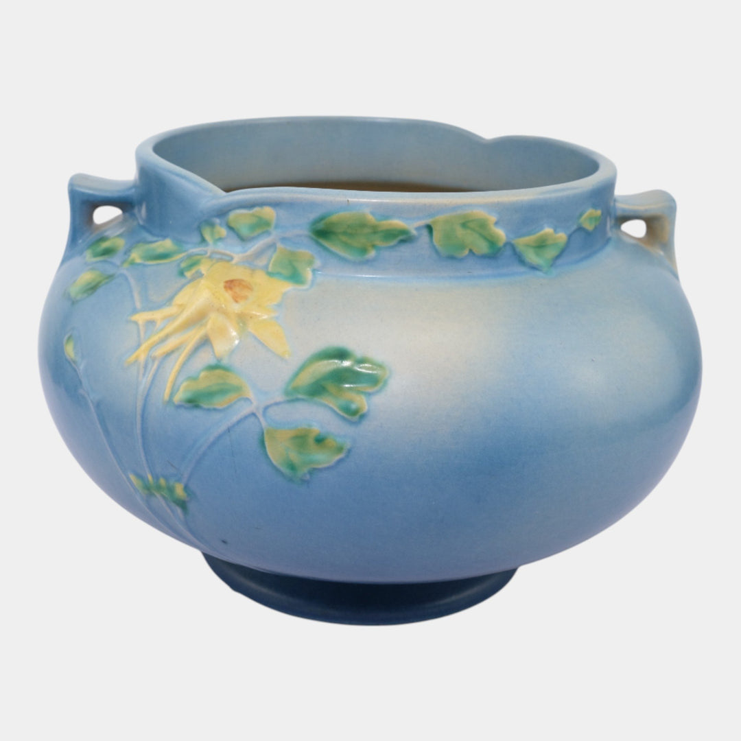 Roseville Columbine Blue 1941 Vintage Pottery Jardiniere For Pedestal 655-8 - Just Art Pottery