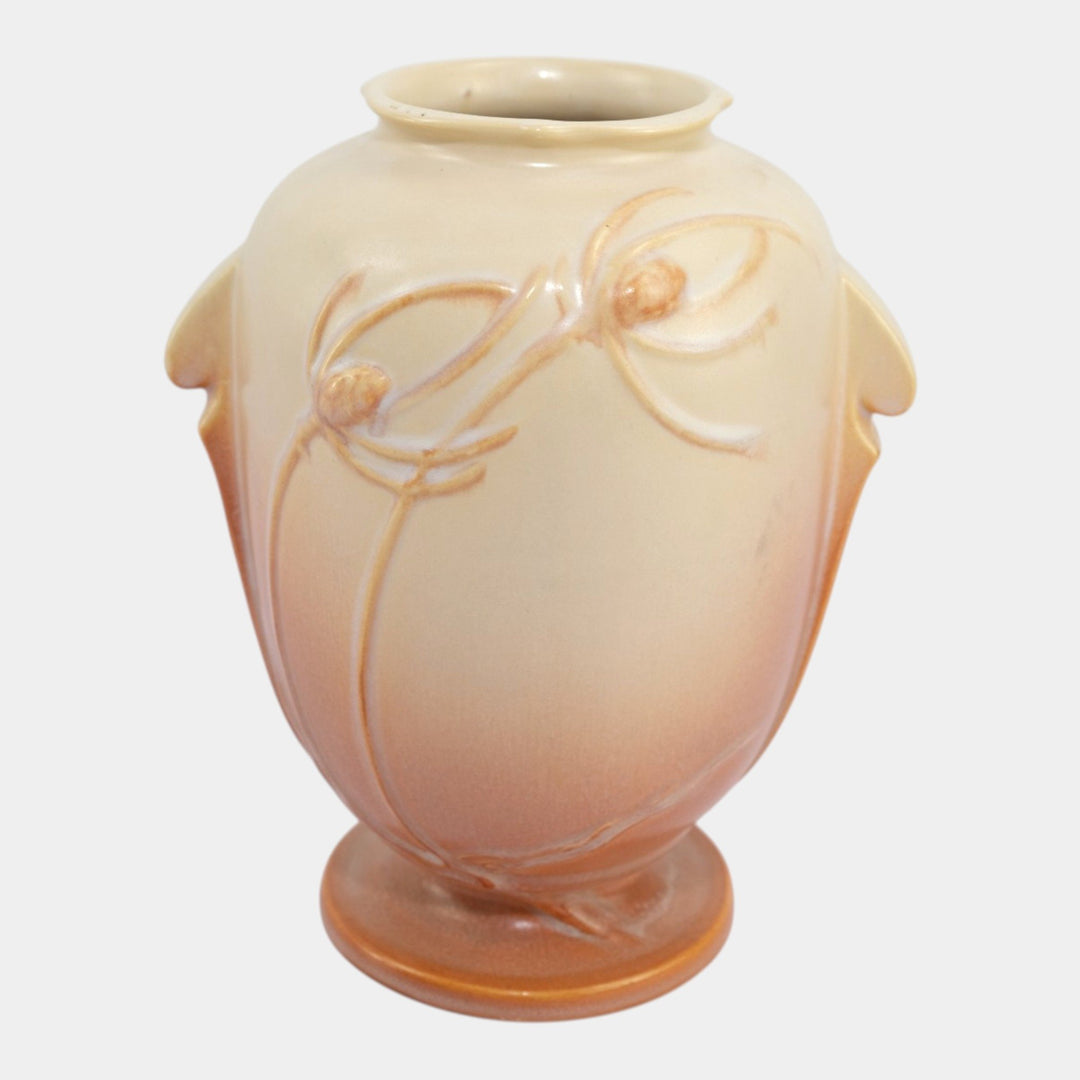 Roseville Teasel 1938 Ivory Pink Vintage Art Deco Pottery Ceramic Vase 884-8