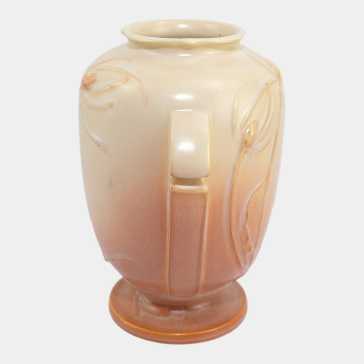 Roseville Teasel 1938 Ivory Pink Vintage Art Deco Pottery Ceramic Vase 884-8
