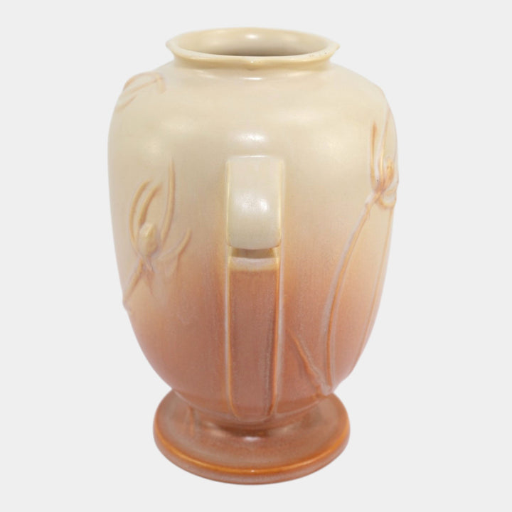Roseville Teasel 1938 Ivory Pink Vintage Art Deco Pottery Ceramic Vase 884-8