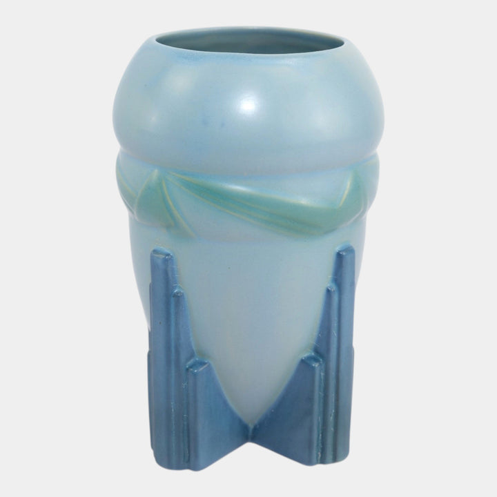 Roseville Futura Blue 1928 Vintage Art Deco Pottery Ceramic Spaceship Vase 405-7