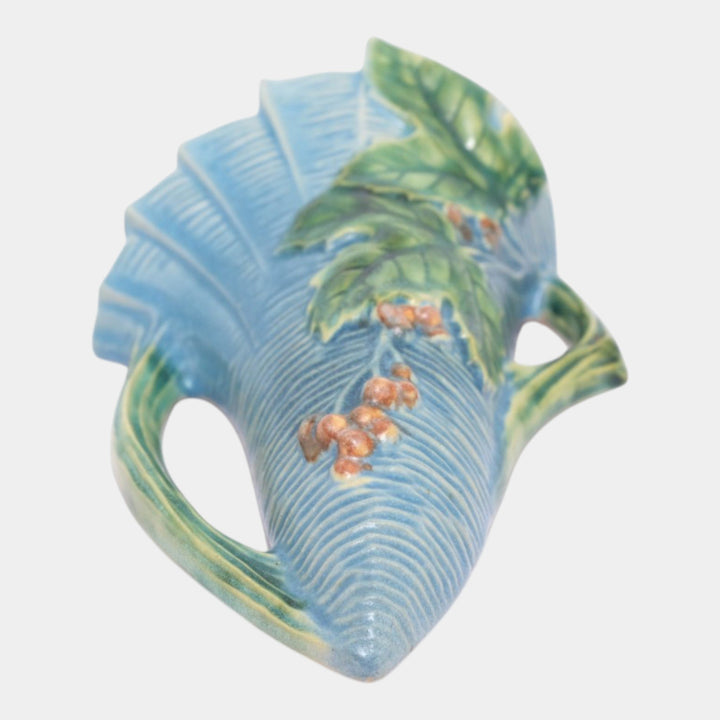 Roseville Bushberry Blue 1941 Vintage Art Pottery Ceramic Wall Pocket 1291-8