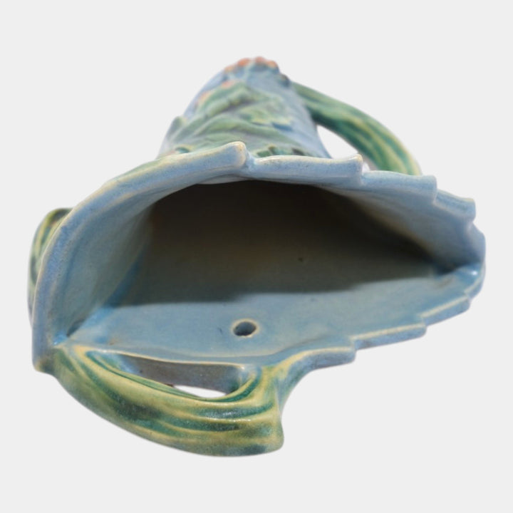 Roseville Bushberry Blue 1941 Vintage Art Pottery Ceramic Wall Pocket 1291-8