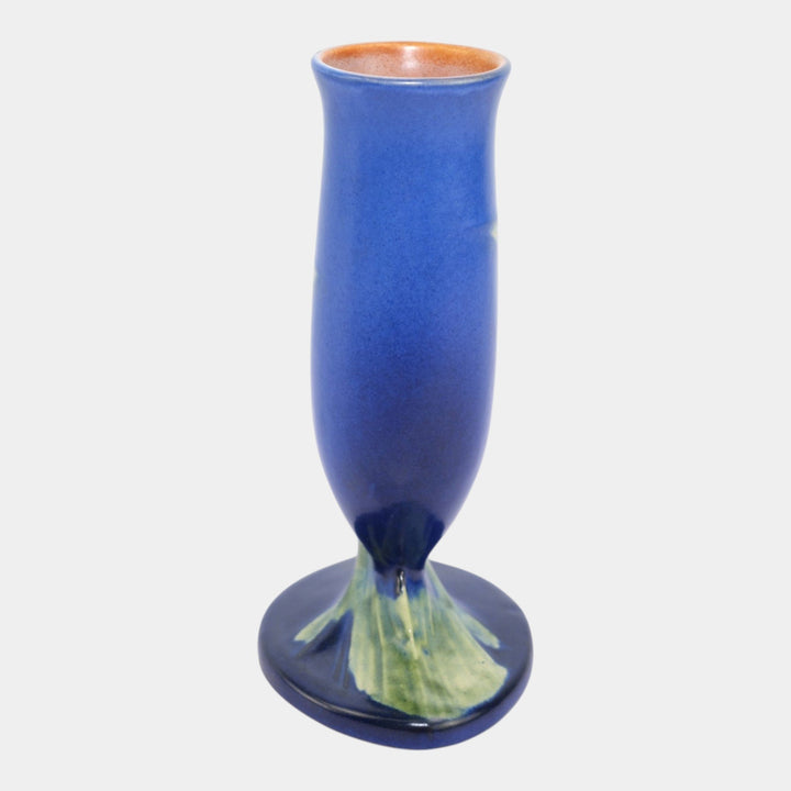 Roseville Pine Cone Blue 1935 Vintage Art Pottery Ceramic Flower Vase 112-7