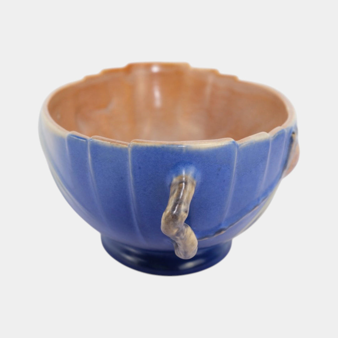 Roseville Pine Cone Blue 1935 Vintage Art Pottery Ceramic Console Bowl 279-9